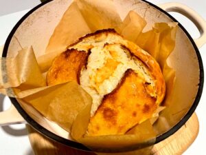 Easy Dutch oven bread cooling in the Dutch oven