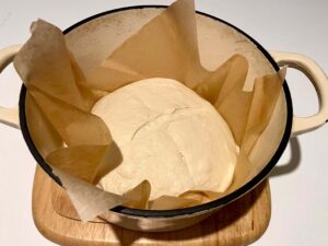 Easy Dutch oven bread ready to be baked