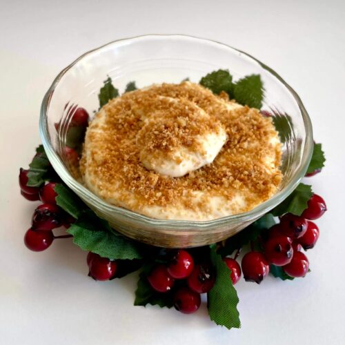 Eggnog Cheesecake Parfaits with Christmas Holly Wreath