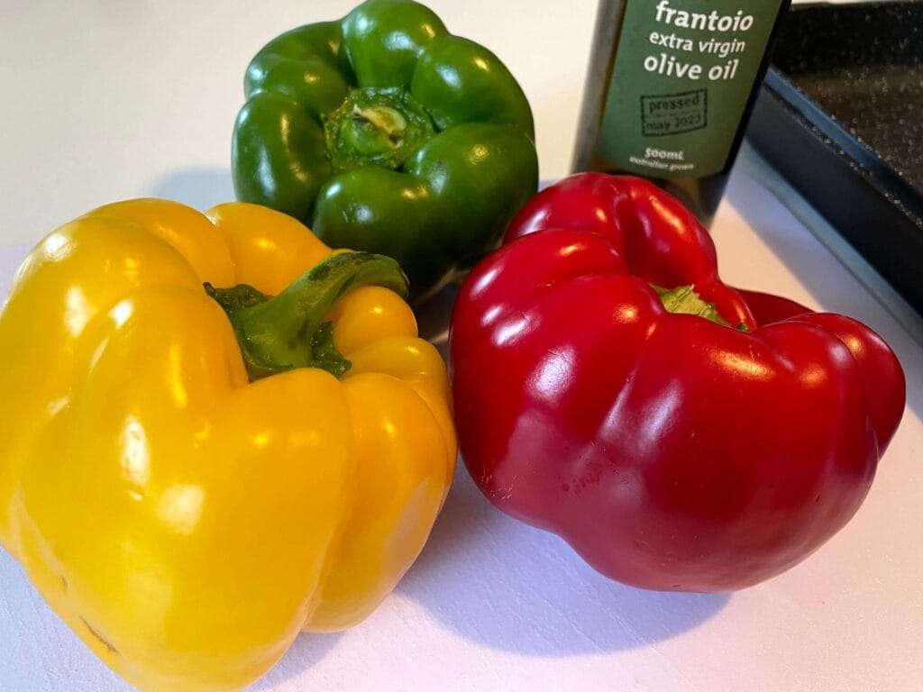 Capsicums (Bell Peppers) (Red, Yellow, and Green)