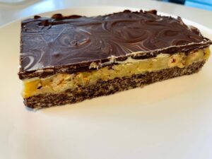 Marbled chocolate & hazelnut caramel slice