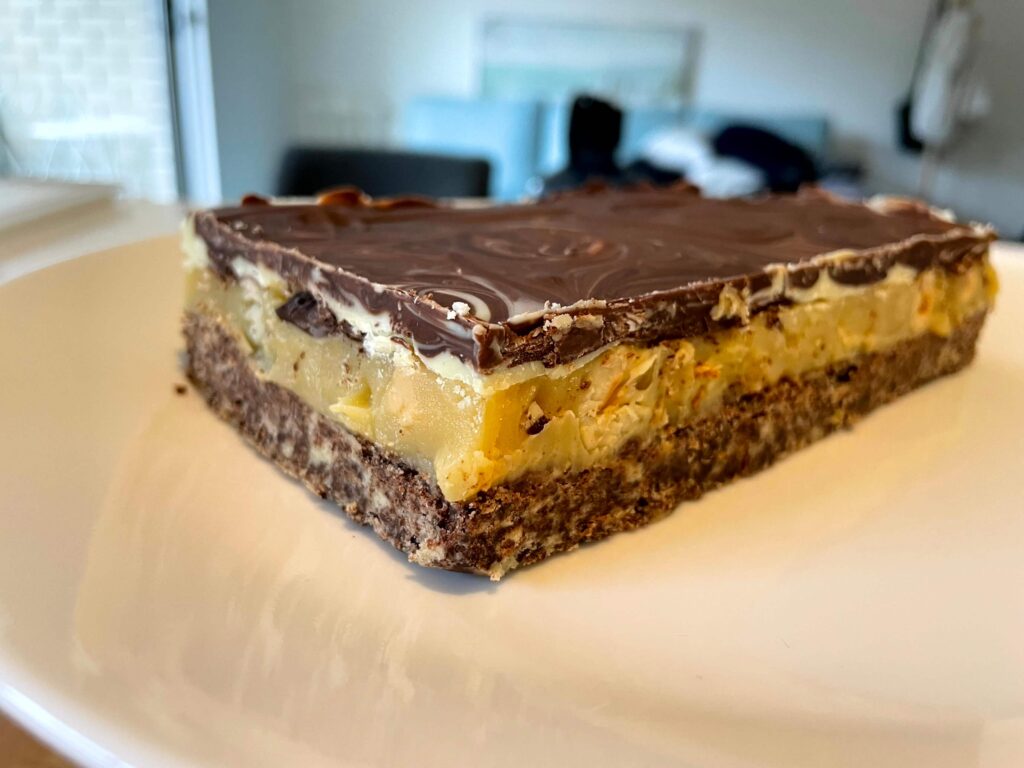 Marbled chocolate & hazelnut caramel slice