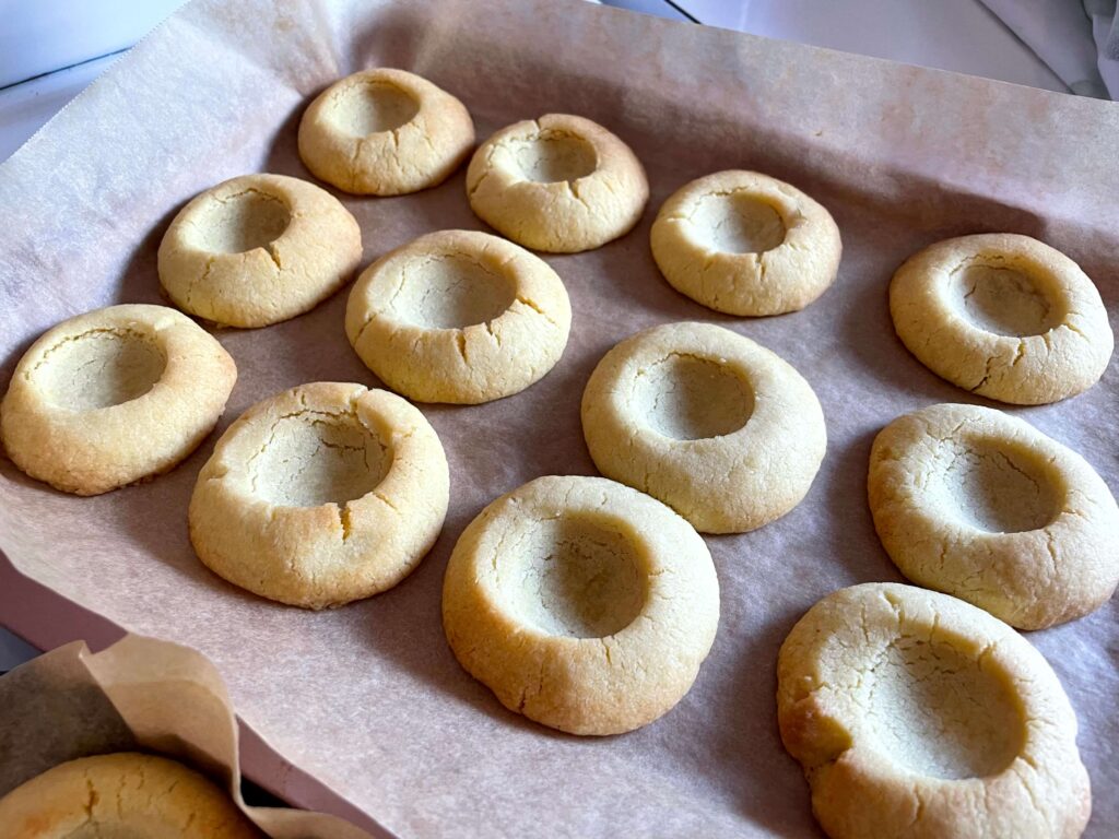 Shortbread cookies with a thumbprint indentation