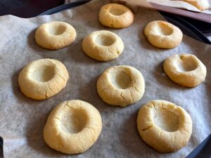 Shortbread cookies with a thumbprint indentation