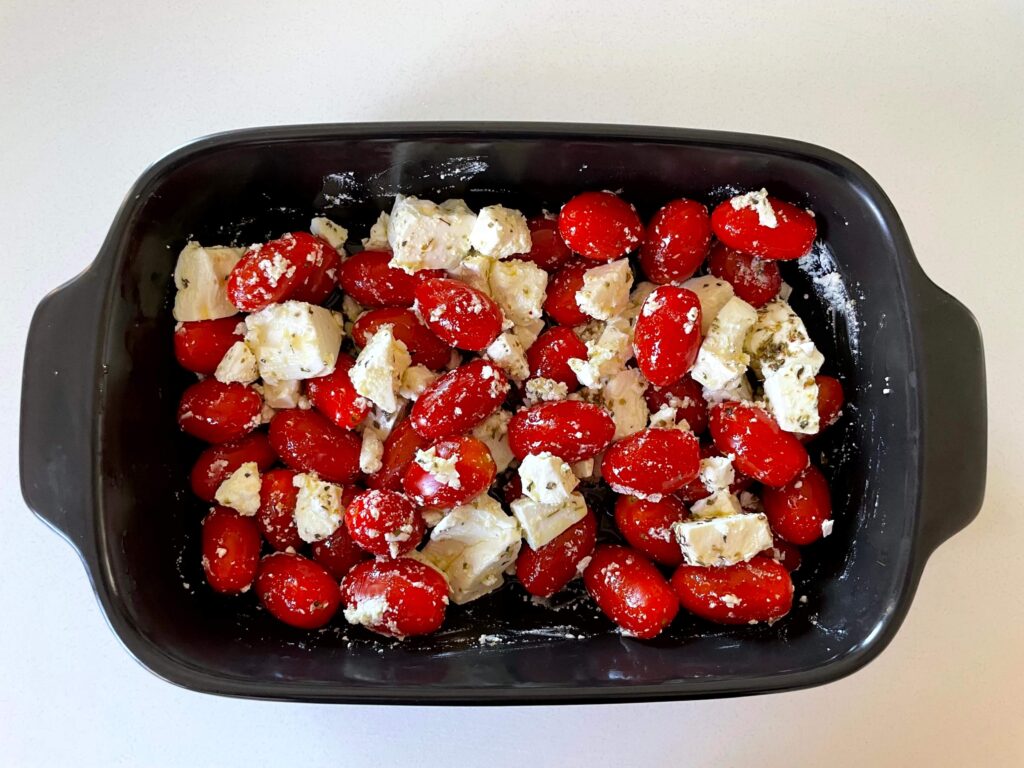 Feta, Tomatoes, and Herbs Mixed with Olive Oil