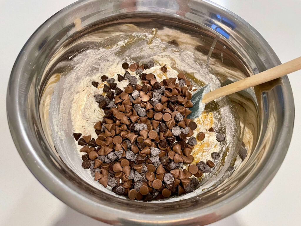 Chocolate chips added to the mixture