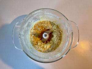 Chickpeas blended into the tahini mixture