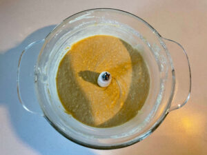 Hummus ingredients blended until smooth