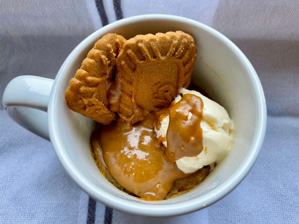 Biscoff Mug Cake with Vanilla Ice-Cream