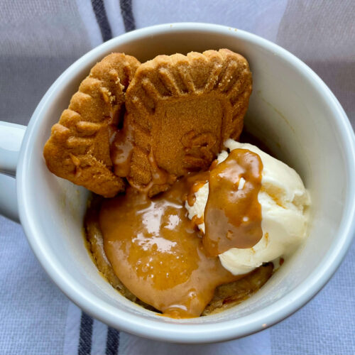 Biscoff Mug Cake with Vanilla Ice-Cream