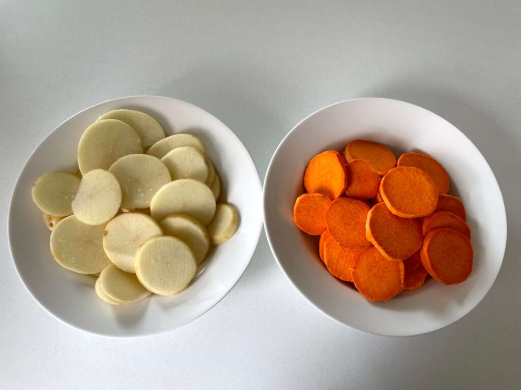 Sliced Potatoes and Sweet Potatoes